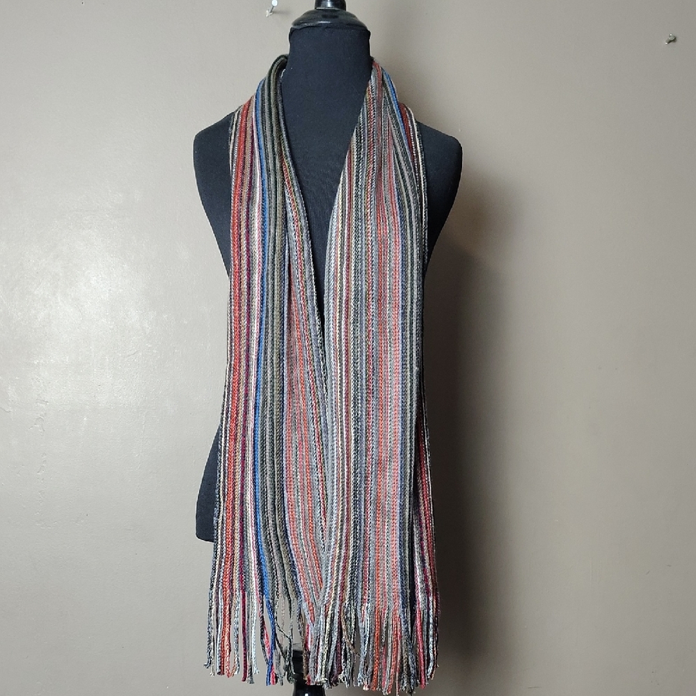 GM Gold Medal Bright Knit Scarf W Fringe 7x65